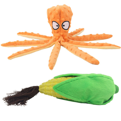 Crinkle Dog Toy Octopus with Corn